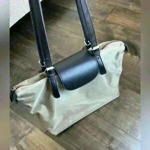 Miztique taupe nylon and leather‎ hand bag